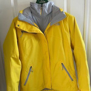 North Face Two-layer Yellow shell and Detachable Gray down jacket, Women's M